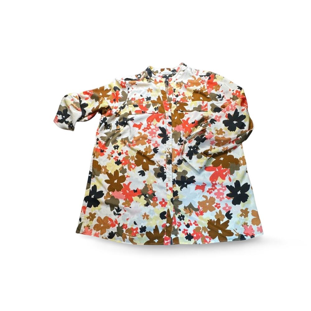 Floral Button-Front Women's Blouse in Multi-Color- Size 1X-EUC